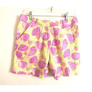 Lilly Pulitzer size 8 shorts Snail Conch Shell Print Pink Yellow Summer